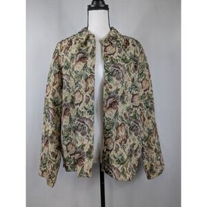 Vtg Tapestry Jacket XL Floral Layering Cottagecore Grandma Boho Eclectic 2882